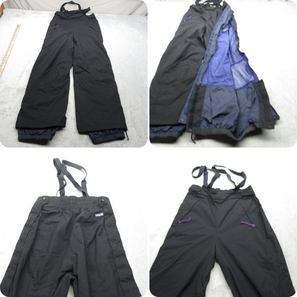 Patagonia Snow Bib Women 10 Black Waterproof Ski Suspender FullZip 28x28 VTG 90s